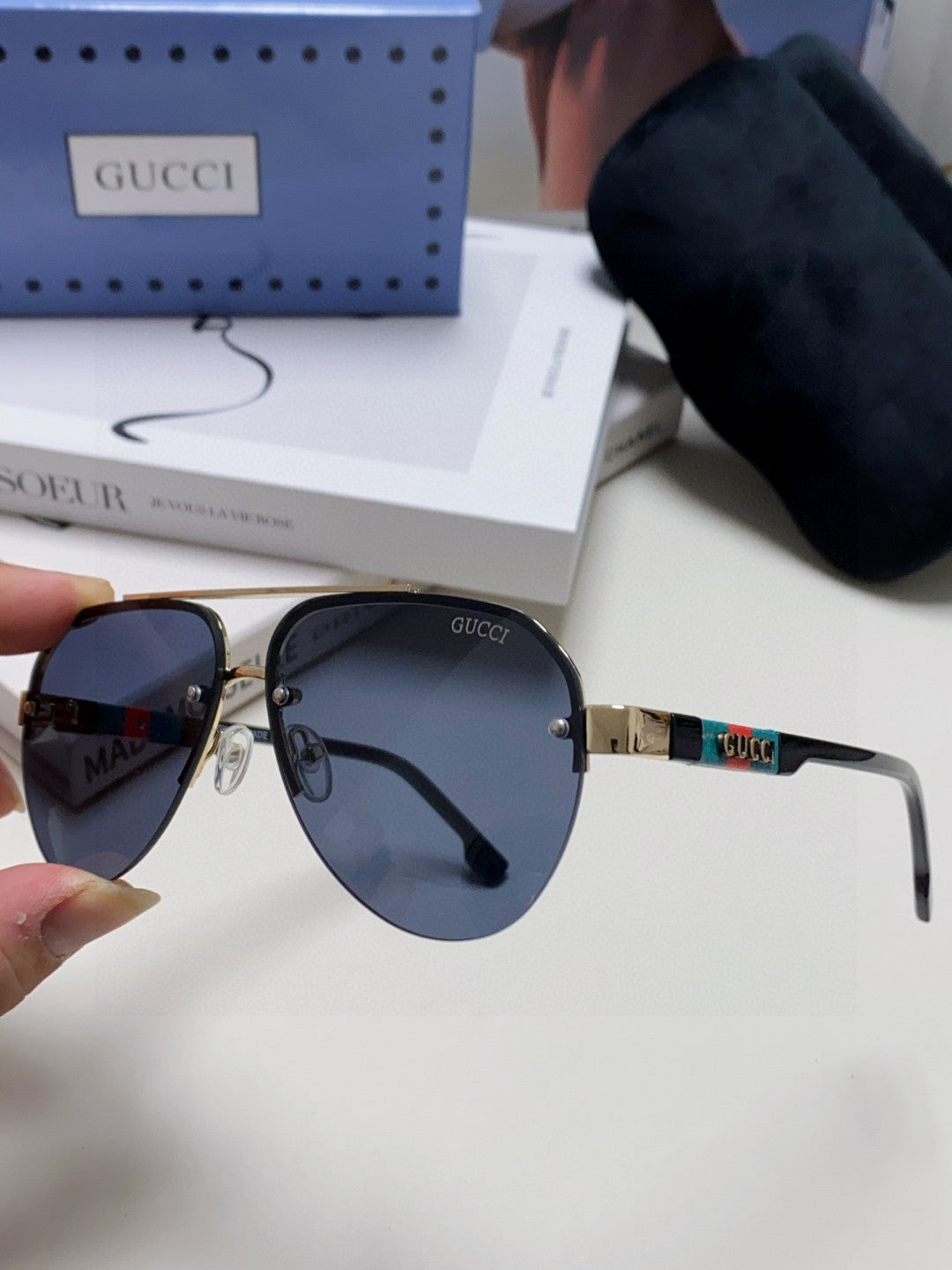 GUCCI AVIATOR FRAME SUNGLASSES 570223 IN METAL