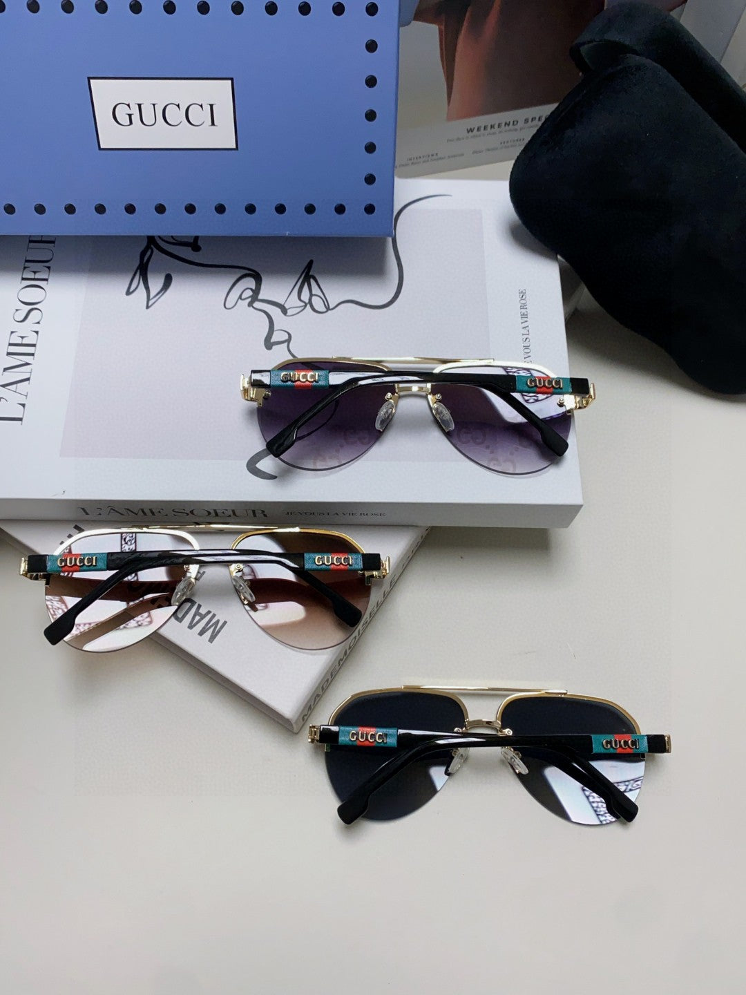 GUCCI AVIATOR FRAME SUNGLASSES 570223 IN METAL