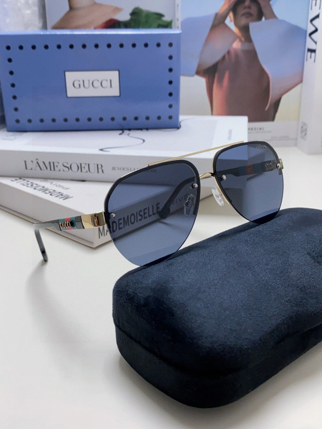 GUCCI AVIATOR FRAME SUNGLASSES 570223 IN METAL