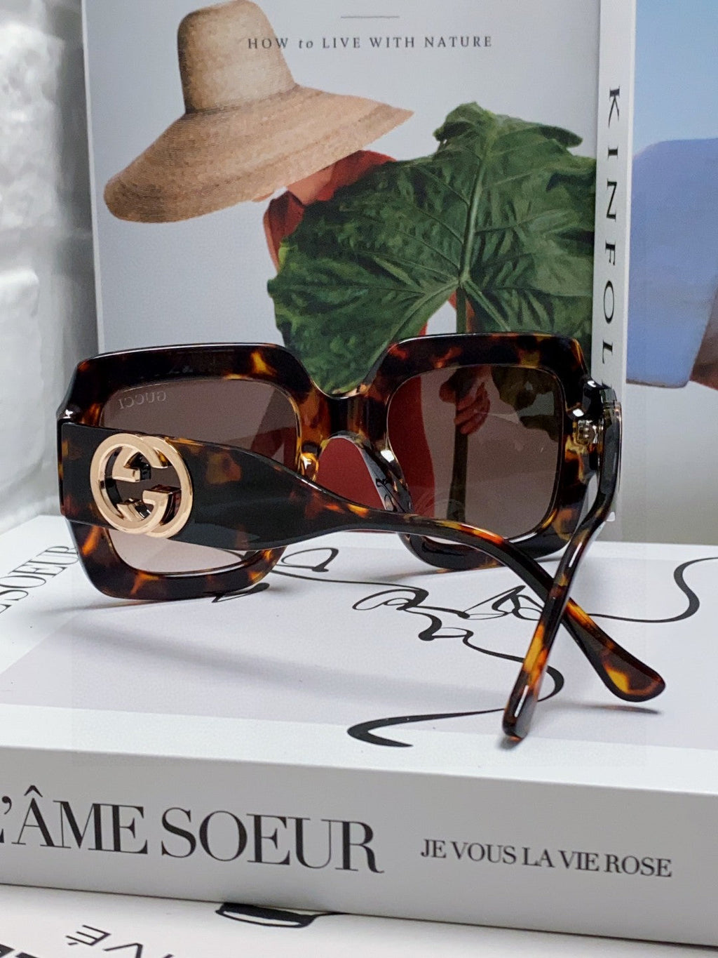 GUCCI SQUARE FRAME SUNGLASSES GG0178S IN ACETATE EMBOSSED LOGO