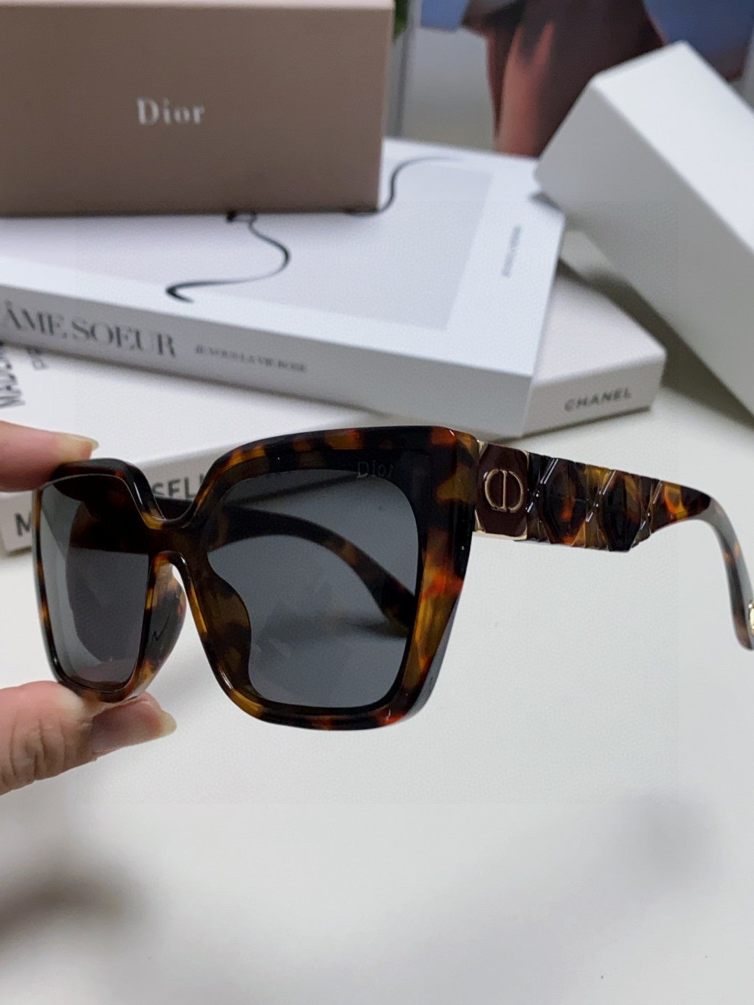 DIOR LADY 95.22 S2F SUNGLASSES 571585 IN HAVANA ACETATE GREY LENSES