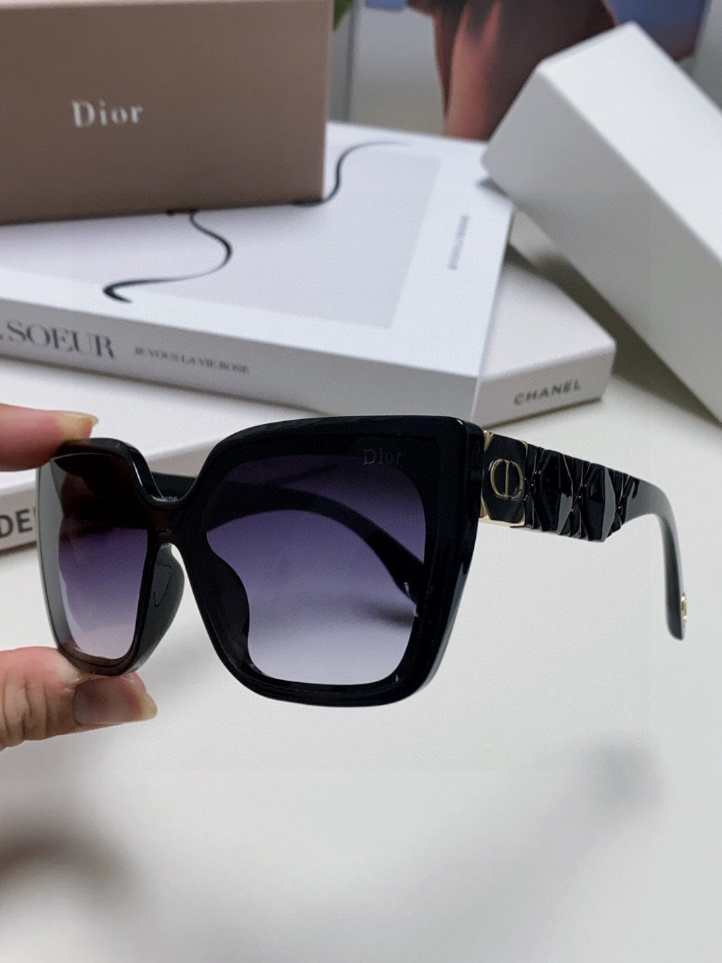 DIOR LADY 95.22 S2F SUNGLASSES 571586 IN BLACK ACETATE GREY SMOKE
