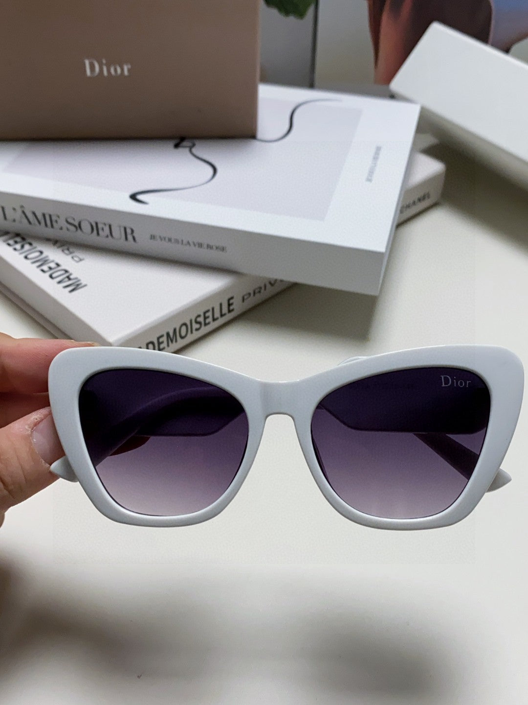 DIOR BOBBY B1U SUNGLASSES 571589 IN WHITE ACETATE GREY SMOKE LENSES