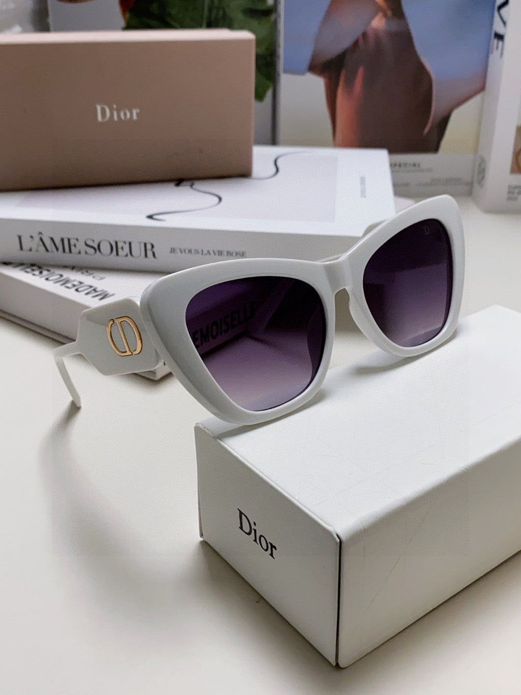 DIOR BOBBY B1U SUNGLASSES 571589 IN WHITE ACETATE GREY SMOKE LENSES