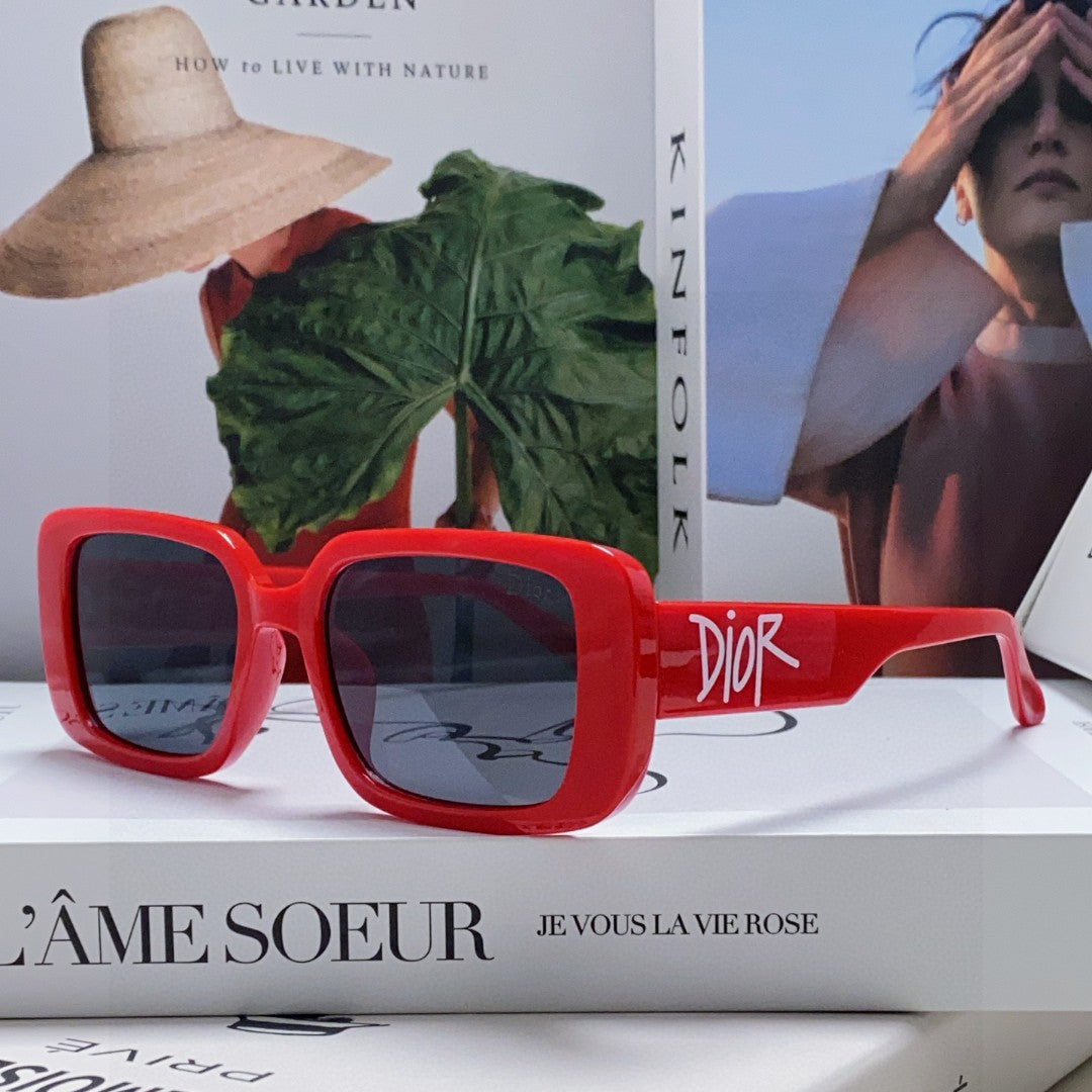 DIOR MONTAIGNE SUNGLASSES 571592 IN RED ACETATE TEXT LOGO