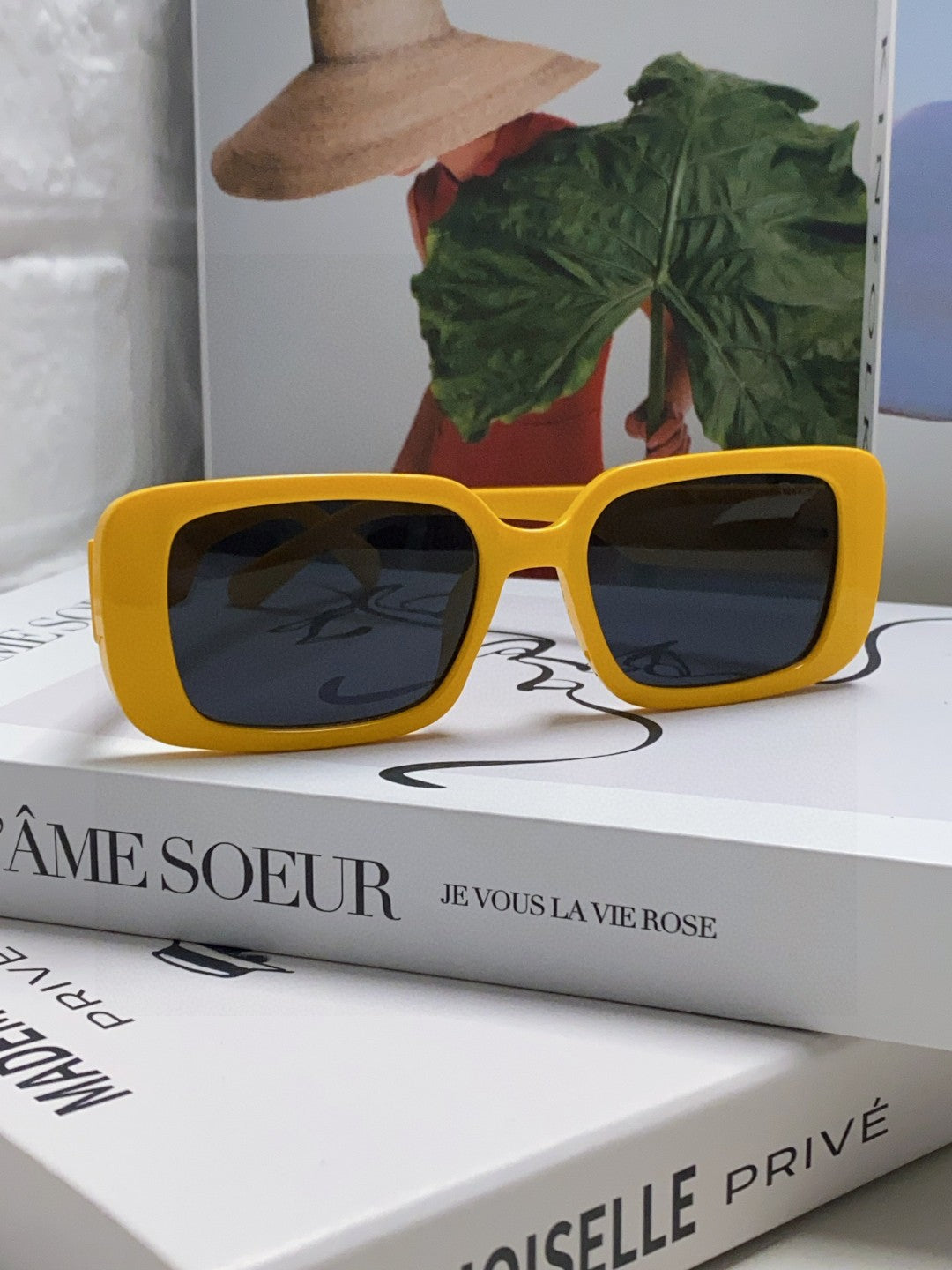 DIOR MONTAIGNE SUNGLASSES 571593 IN YELLOW ACETATE TEXT LOGO