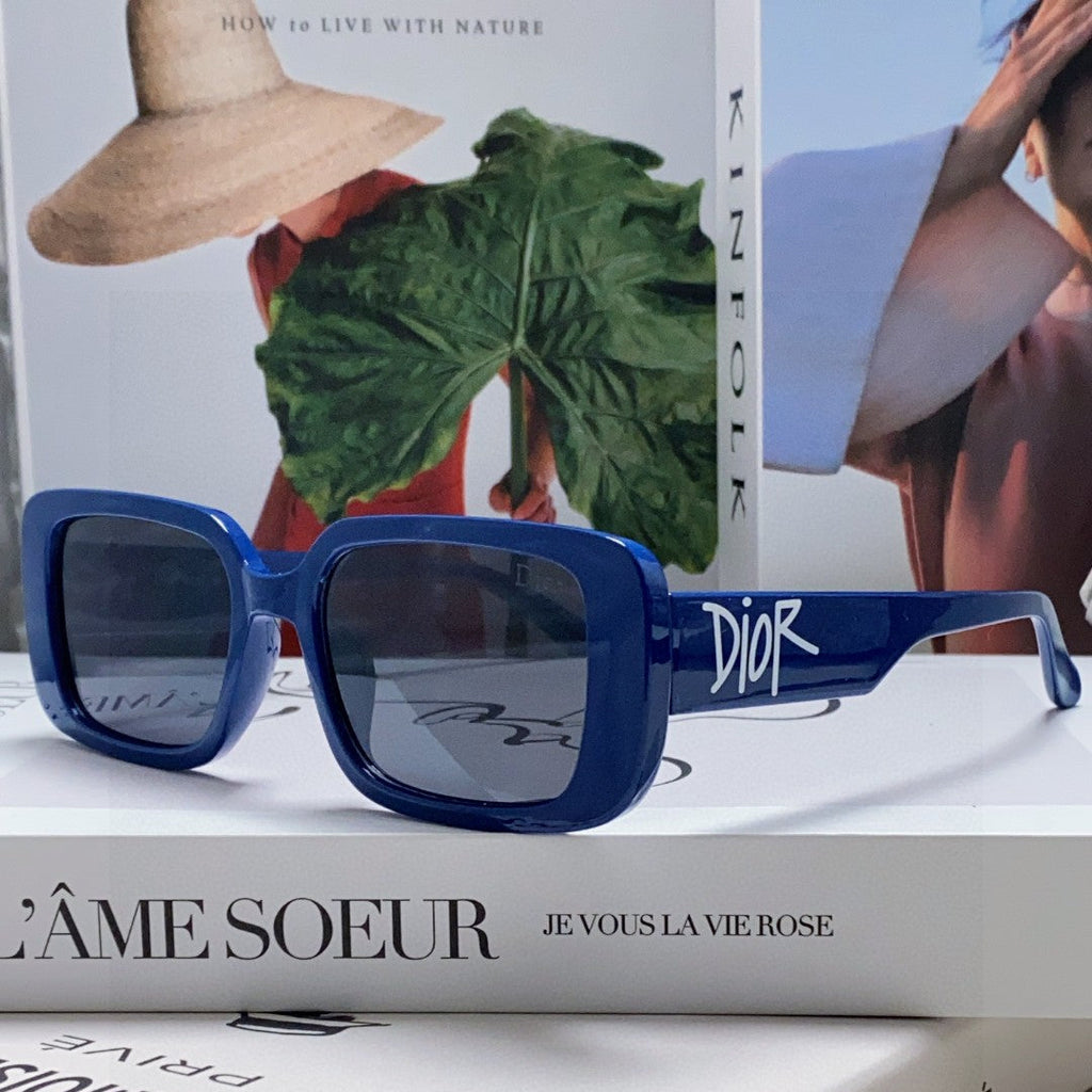 DIOR MONTAIGNE SUNGLASSES 571595 IN BLUE ACETATE TEXT LOGO