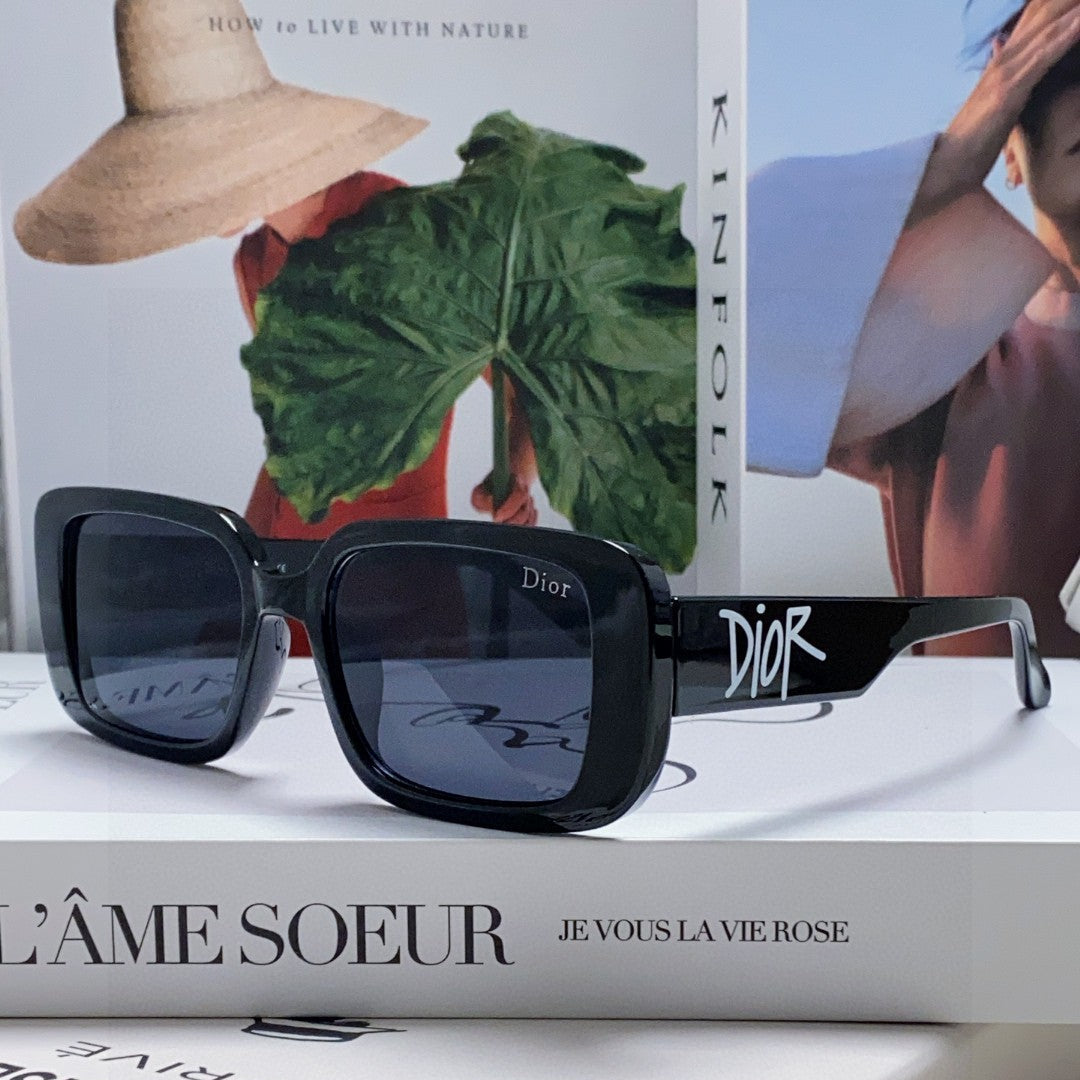 DIOR MONTAIGNE SUNGLASSES 571596 IN BLACK ACETATE TEXT LOGO