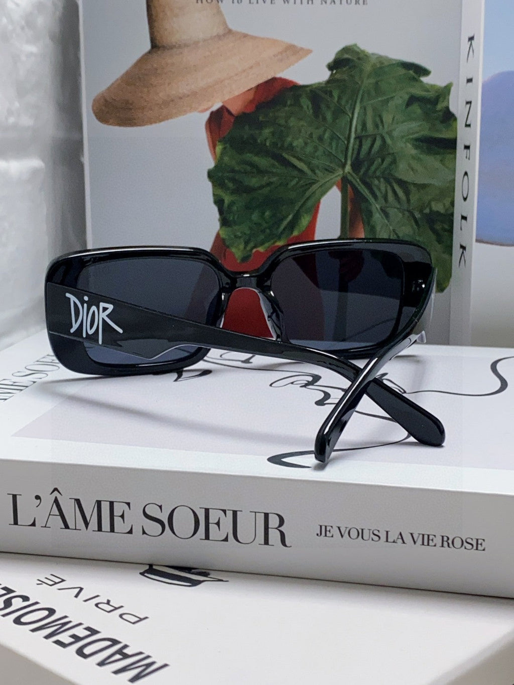 DIOR MONTAIGNE SUNGLASSES 571596 IN BLACK ACETATE TEXT LOGO