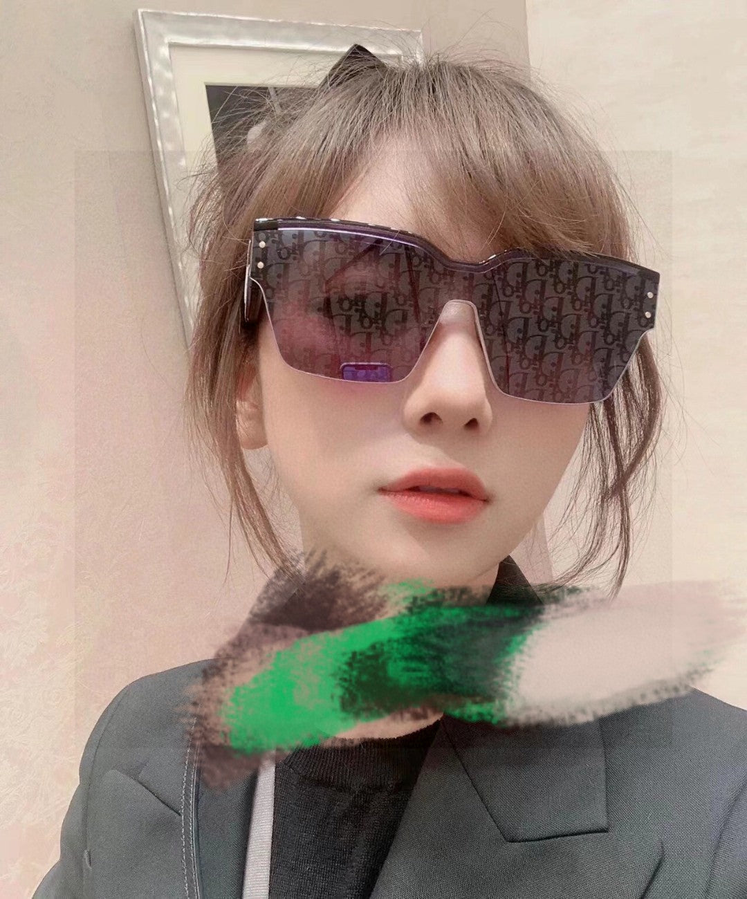 DIOR OBLIQUE SUNGLASSES 571598 IN BLACK ACETATE