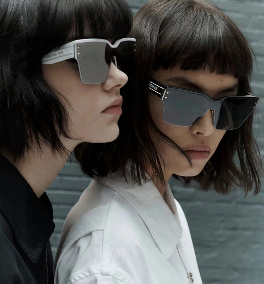 DIOR OBLIQUE SUNGLASSES 571600 IN WHITE METAL BLACK MIRROR LENSES