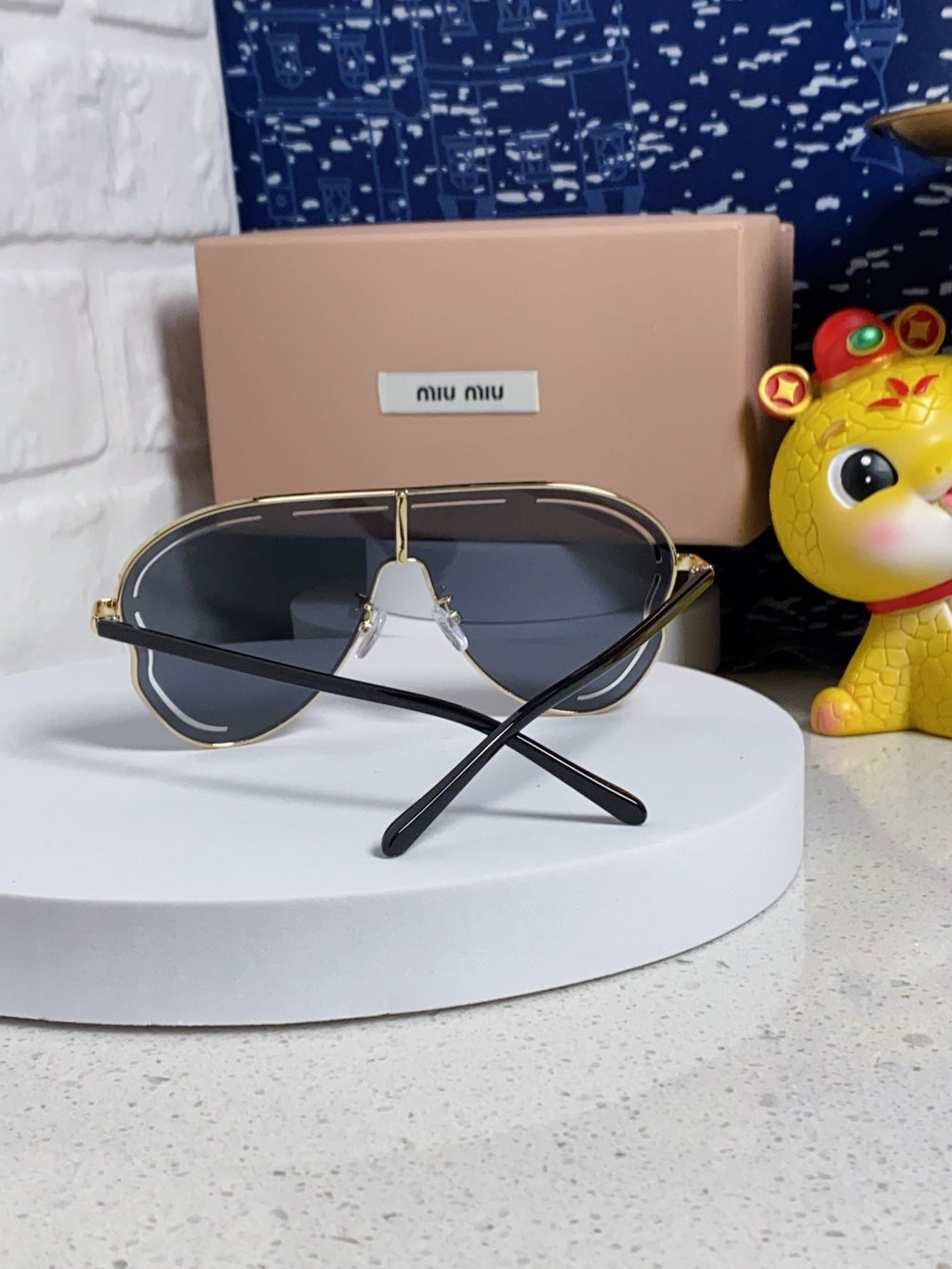 MIU MIU RUNWAY SUNGLASSES 571640 IN BLACK METAL BLACK LENSES