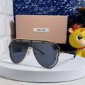 MIU MIU RUNWAY SUNGLASSES 571640 IN BLACK METAL BLACK LENSES