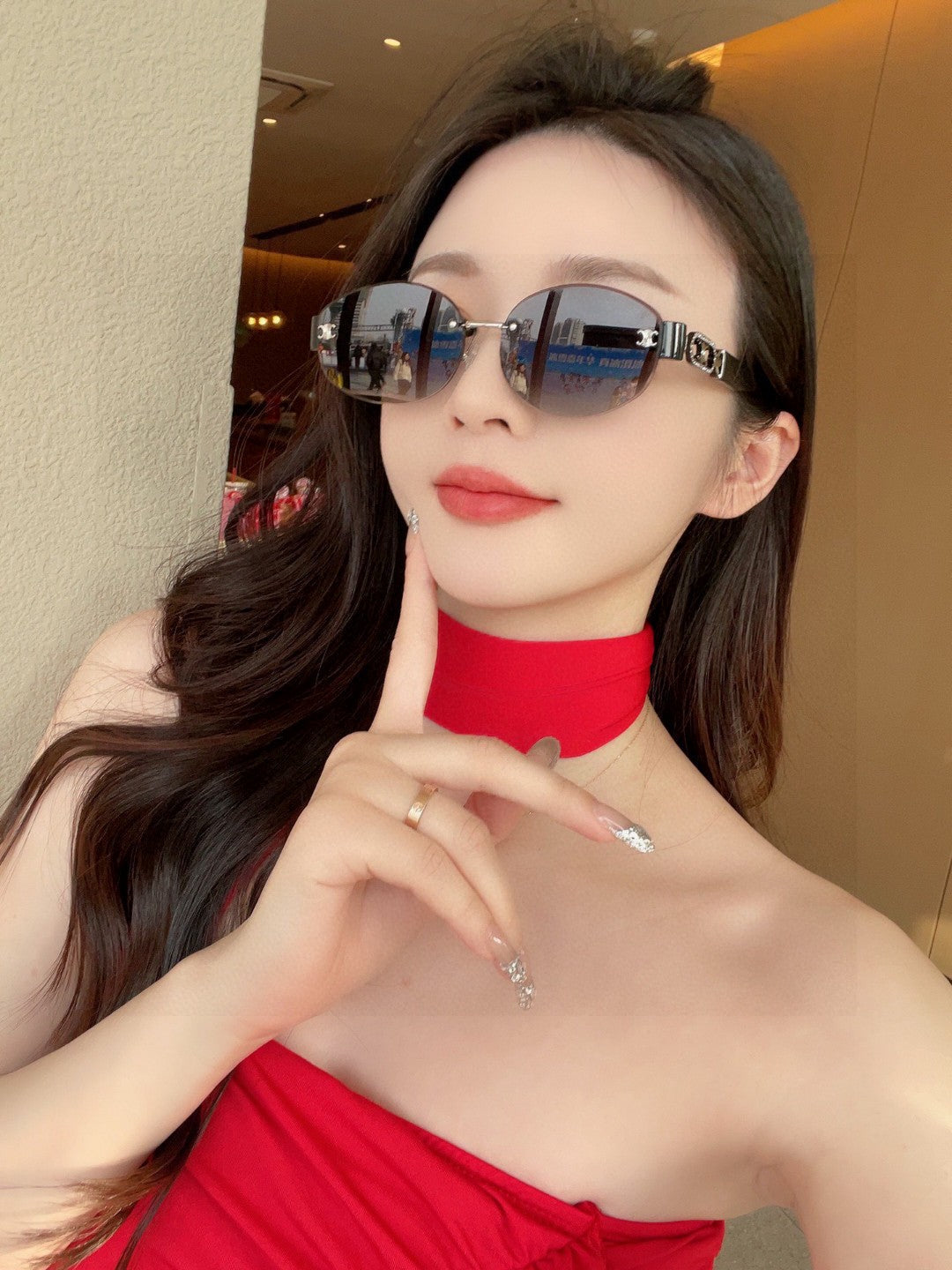CELINE TRIOMPHE SUNGLASSES 573247 IN METAL GRADIENT SMOKE LENSES