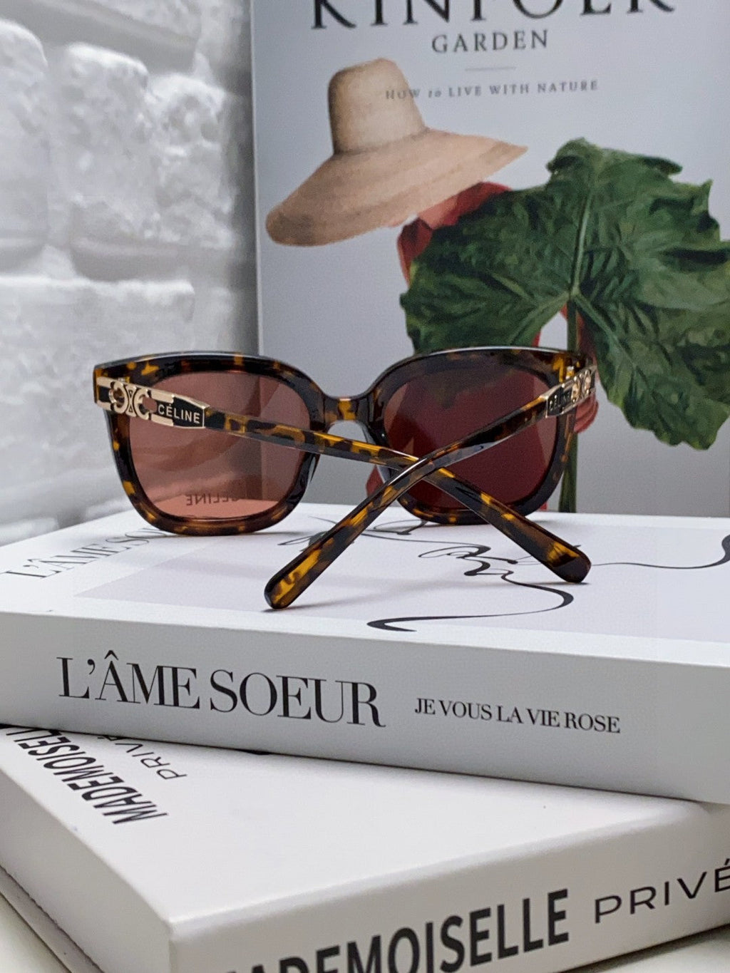 CELINE TRIOMPHE SUNGLASSES 573251 IN HAVANA ACETATE METAL LOGO