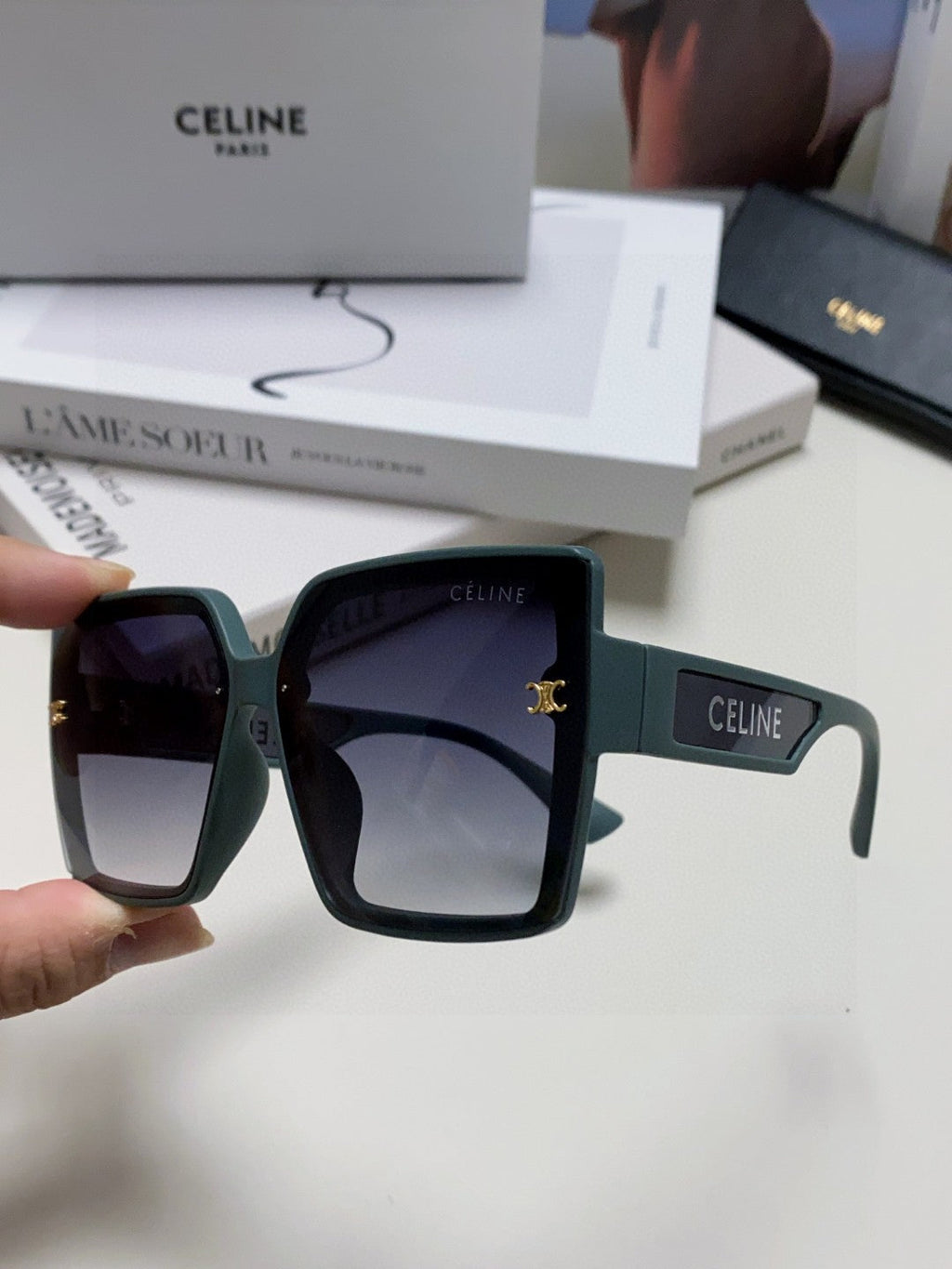 CELINE TRIOMPHE SUNGLASSES 573253 IN BABY BLUE ACETATE