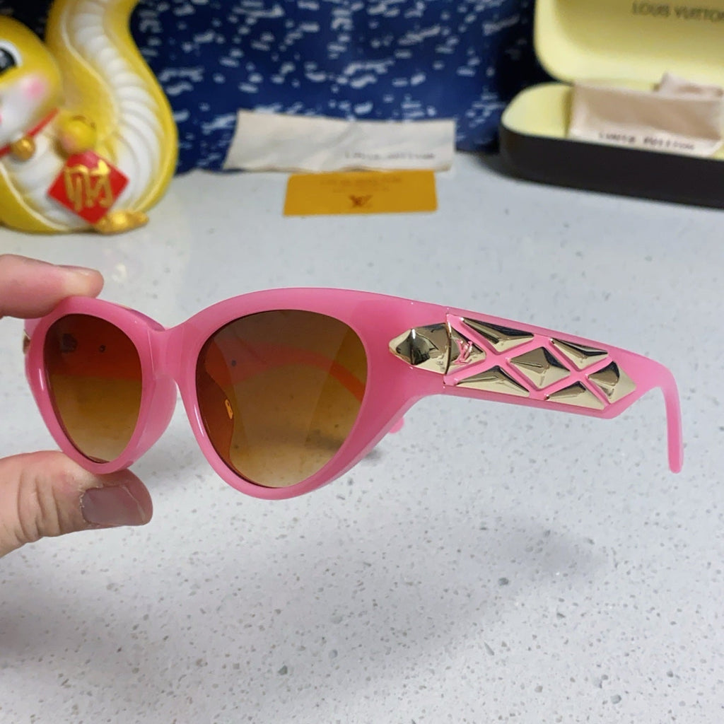 LOUIS VUITTON CAT EYE SUNGLASSES 576881 IN PINK AND GOLD ACETATE