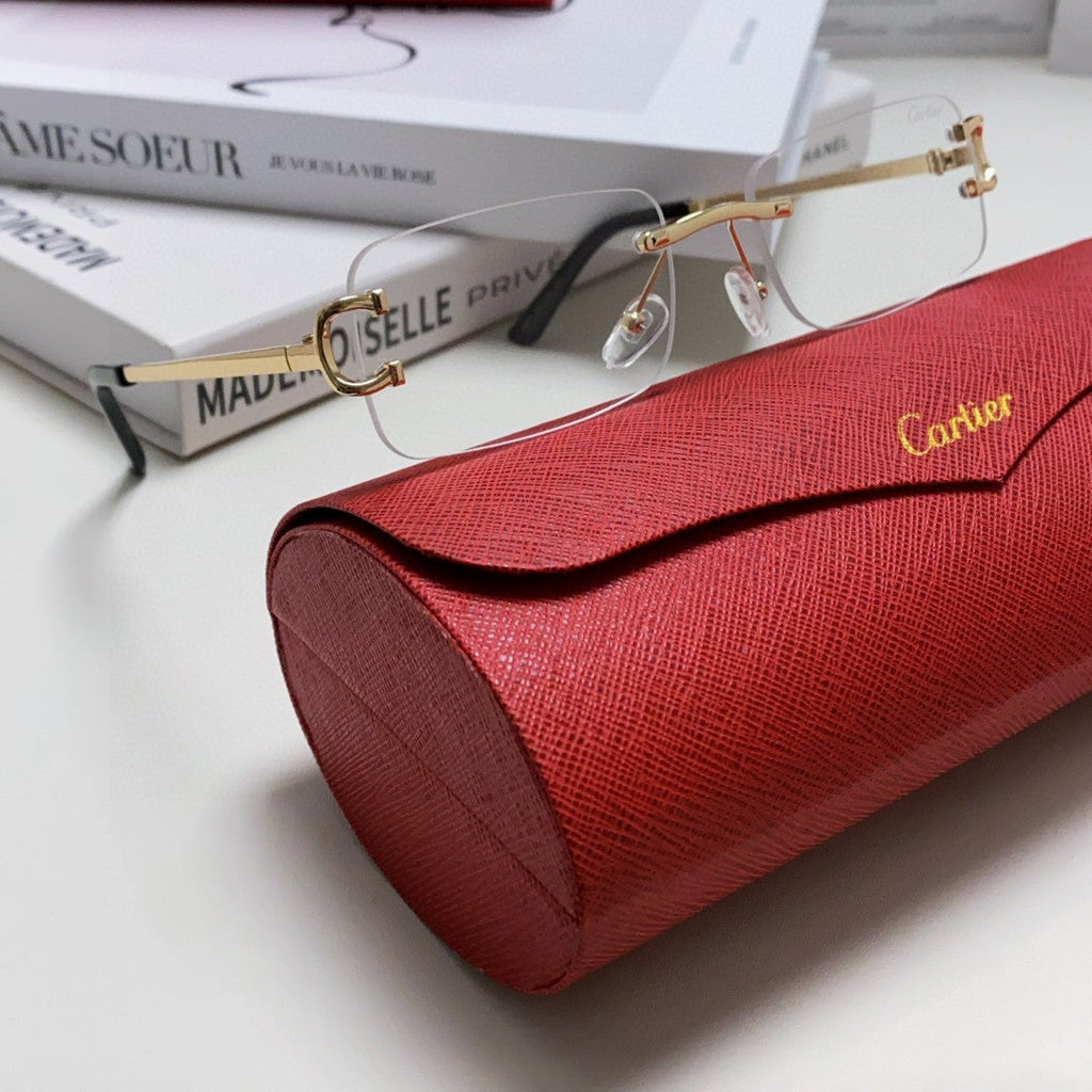 CARTIER RECTANGULAR RIMLESS FRAME SUNGLASSES 575769 IN METAL