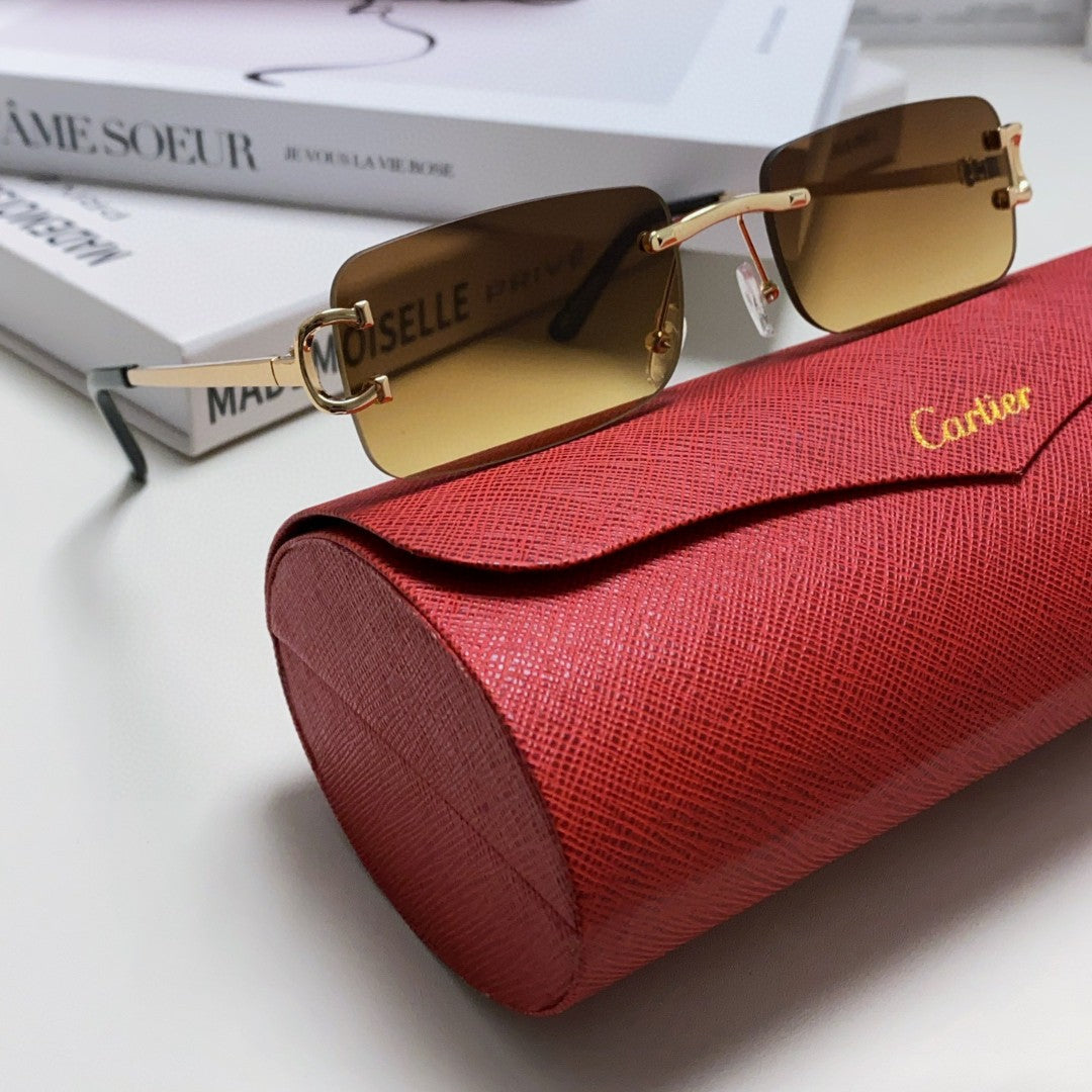 CARTIER RECTANGULAR RIMLESS FRAME SUNGLASSES 575769 IN METAL