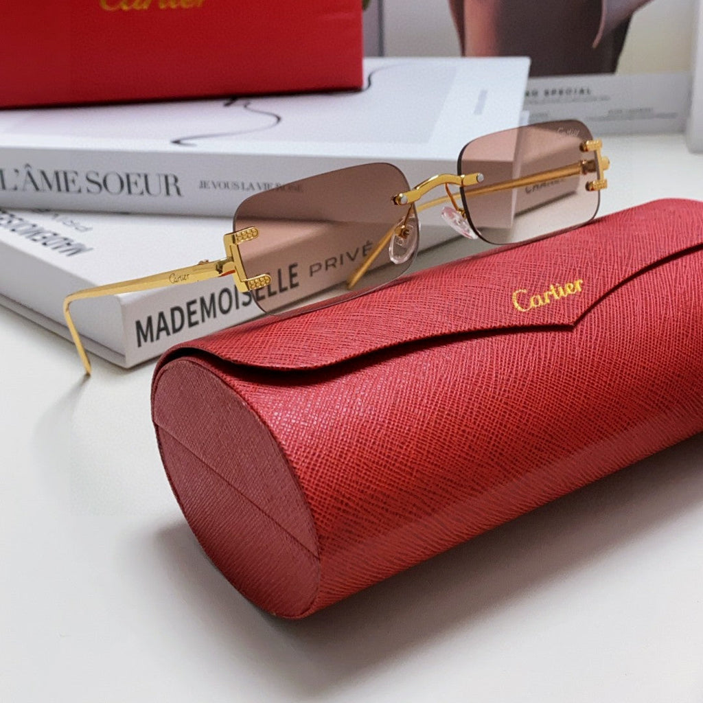 CARTIER SIGNATURE RECTANGULAR FRAME SUNGLASSES 575776 IN METAL