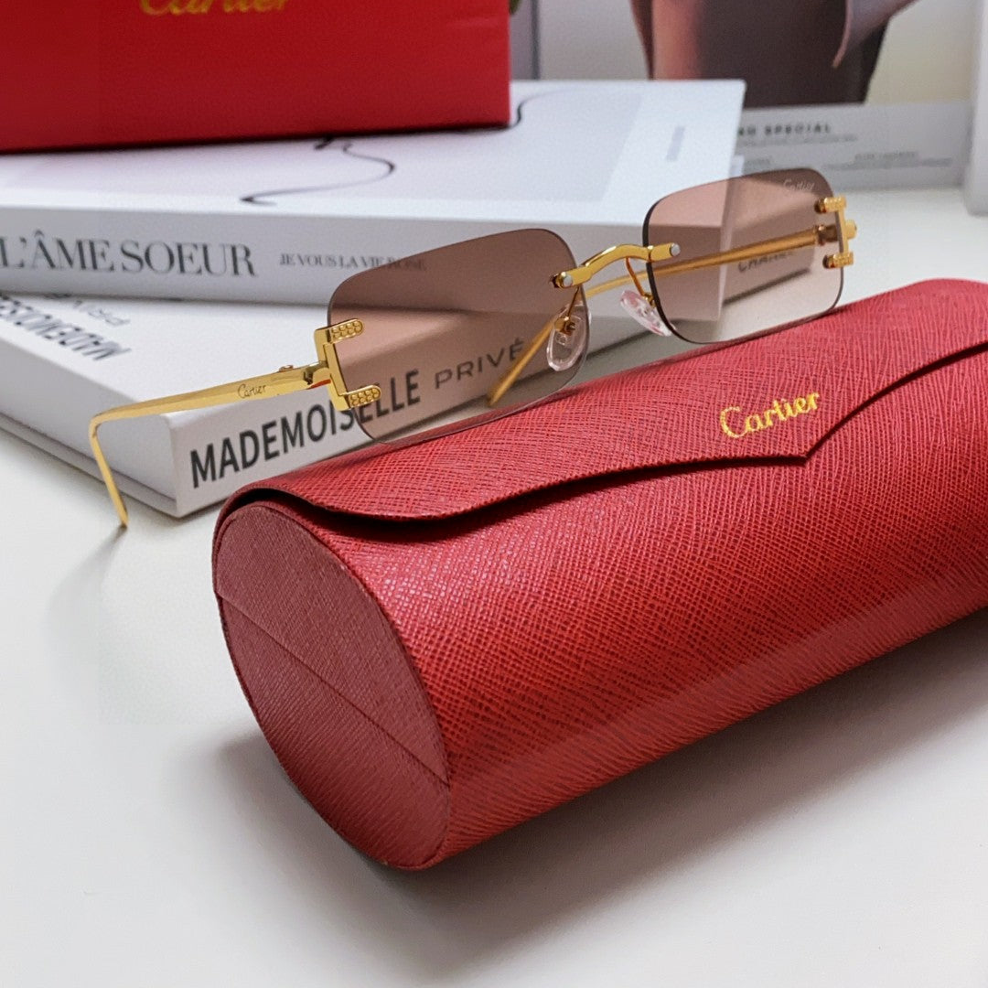 CARTIER SIGNATURE RECTANGULAR FRAME SUNGLASSES 575776 IN METAL