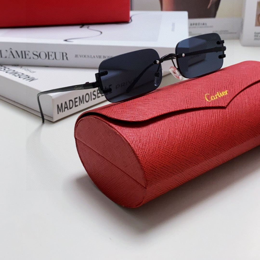 CARTIER SIGNATURE RECTANGULAR FRAME SUNGLASSES 575776 IN METAL