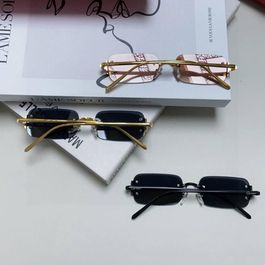 CARTIER SIGNATURE RECTANGULAR FRAME SUNGLASSES 575776 IN METAL