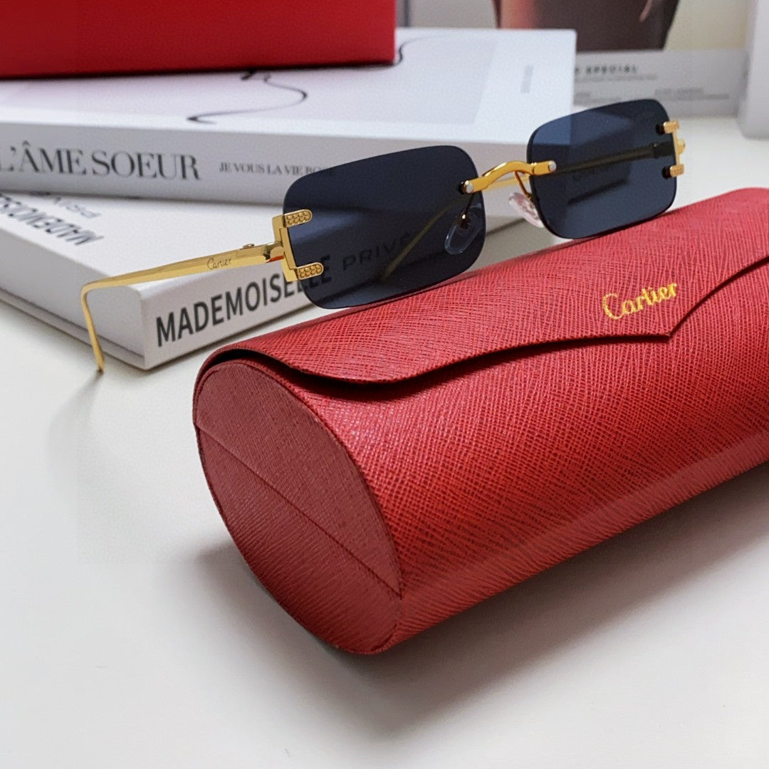 CARTIER SIGNATURE RECTANGULAR FRAME SUNGLASSES 575776 IN METAL