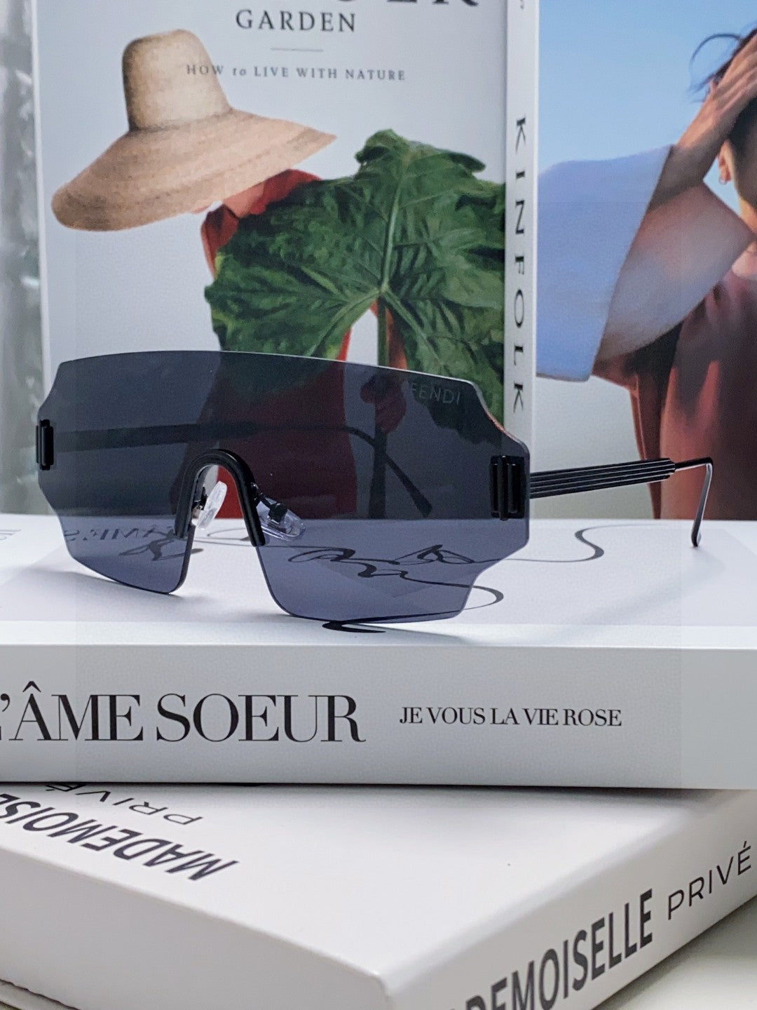 FENDI ANGULAR VISOR SUNGLASSES 575795 IN METAL