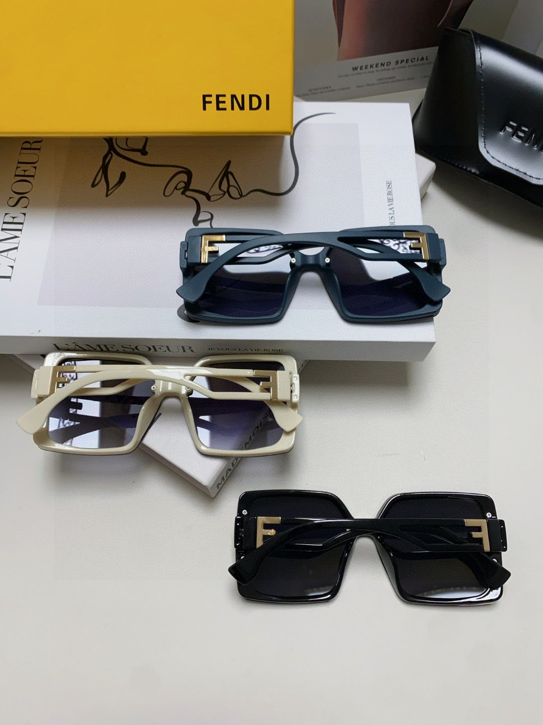 FENDI FF DIAMONDS SQUARE FRAME SUNGLASSES 575802 IN ACETATE