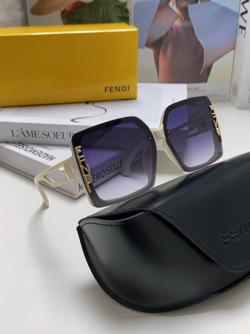 FENDI FF DIAMONDS SQUARE FRAME SUNGLASSES 575802 IN ACETATE
