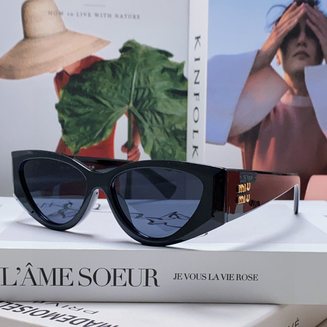 MIU MIU LOGO SUNGLASSES 576812 IN BLACK ACETATE