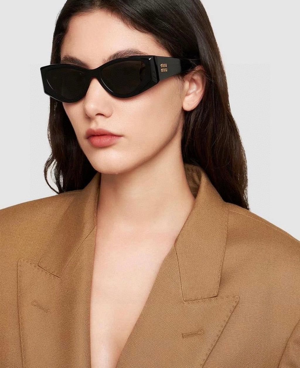 MIU MIU LOGO SUNGLASSES 576812 IN BLACK ACETATE