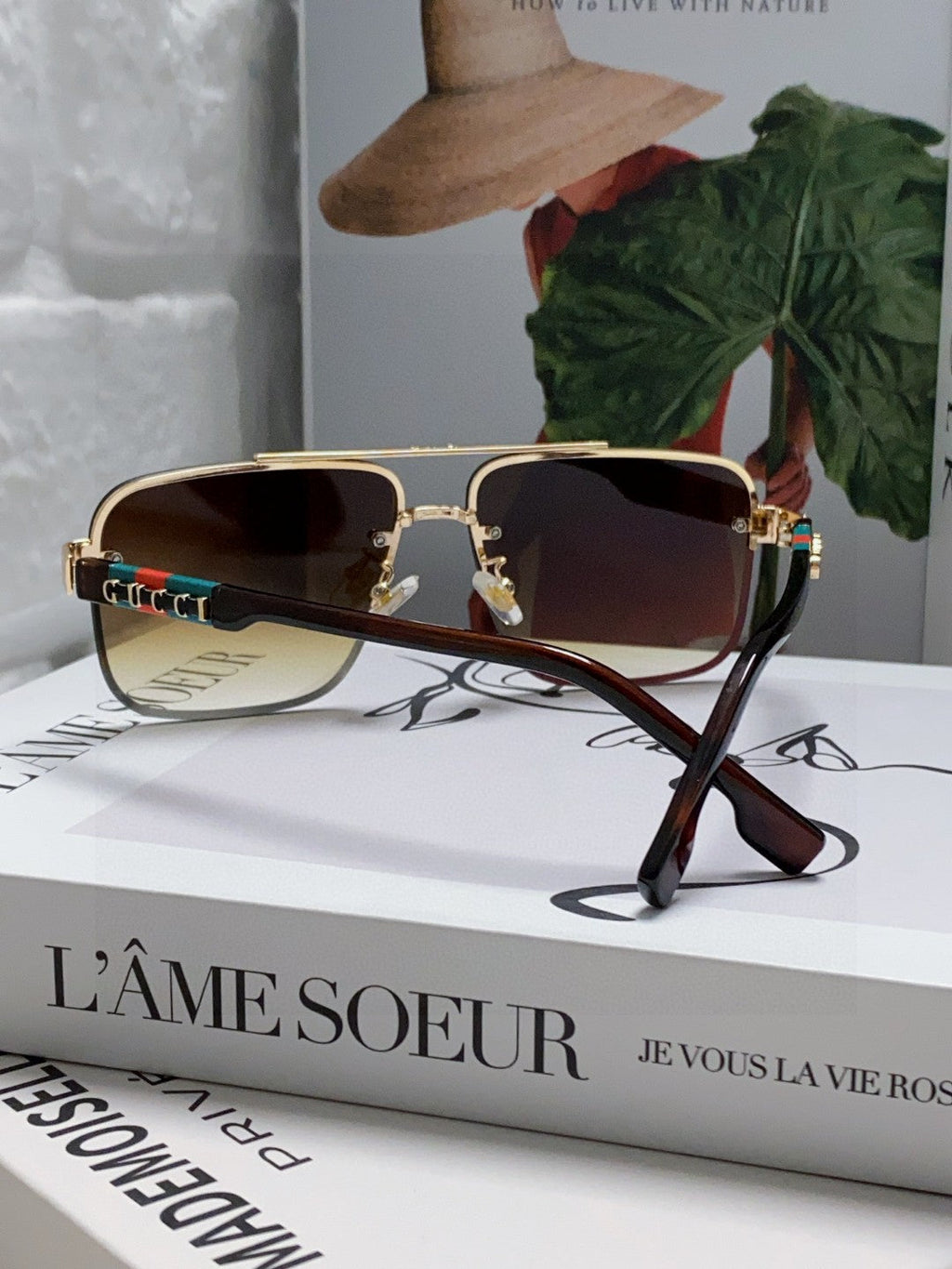 GUCCI RECTANGULAR FRAME SUNGLASSES 576873 IN METAL