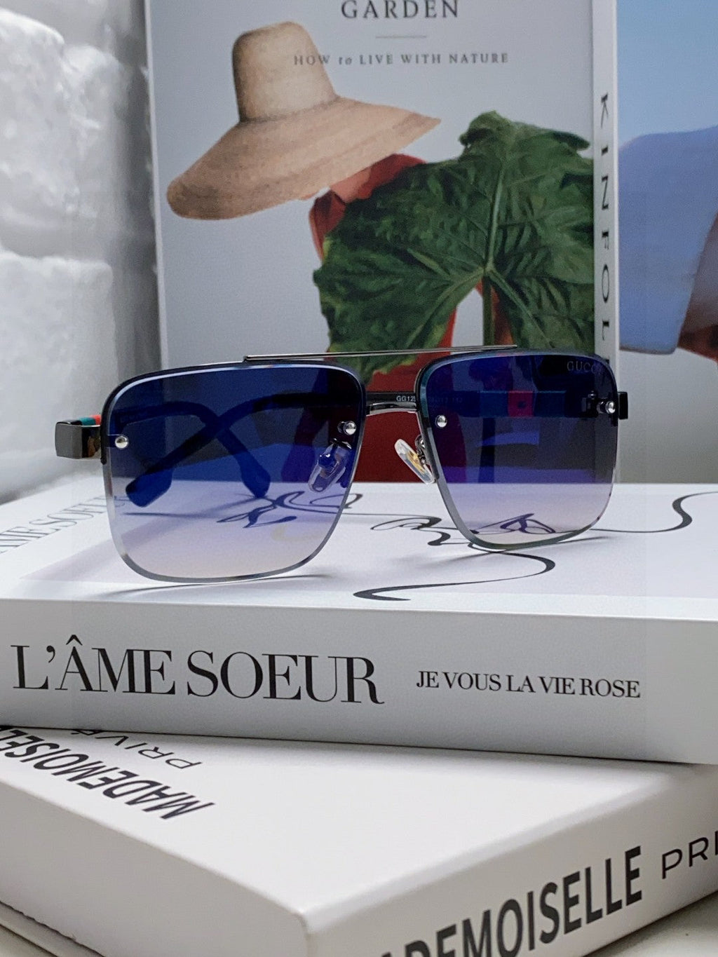 GUCCI RECTANGULAR FRAME SUNGLASSES 576873 IN METAL