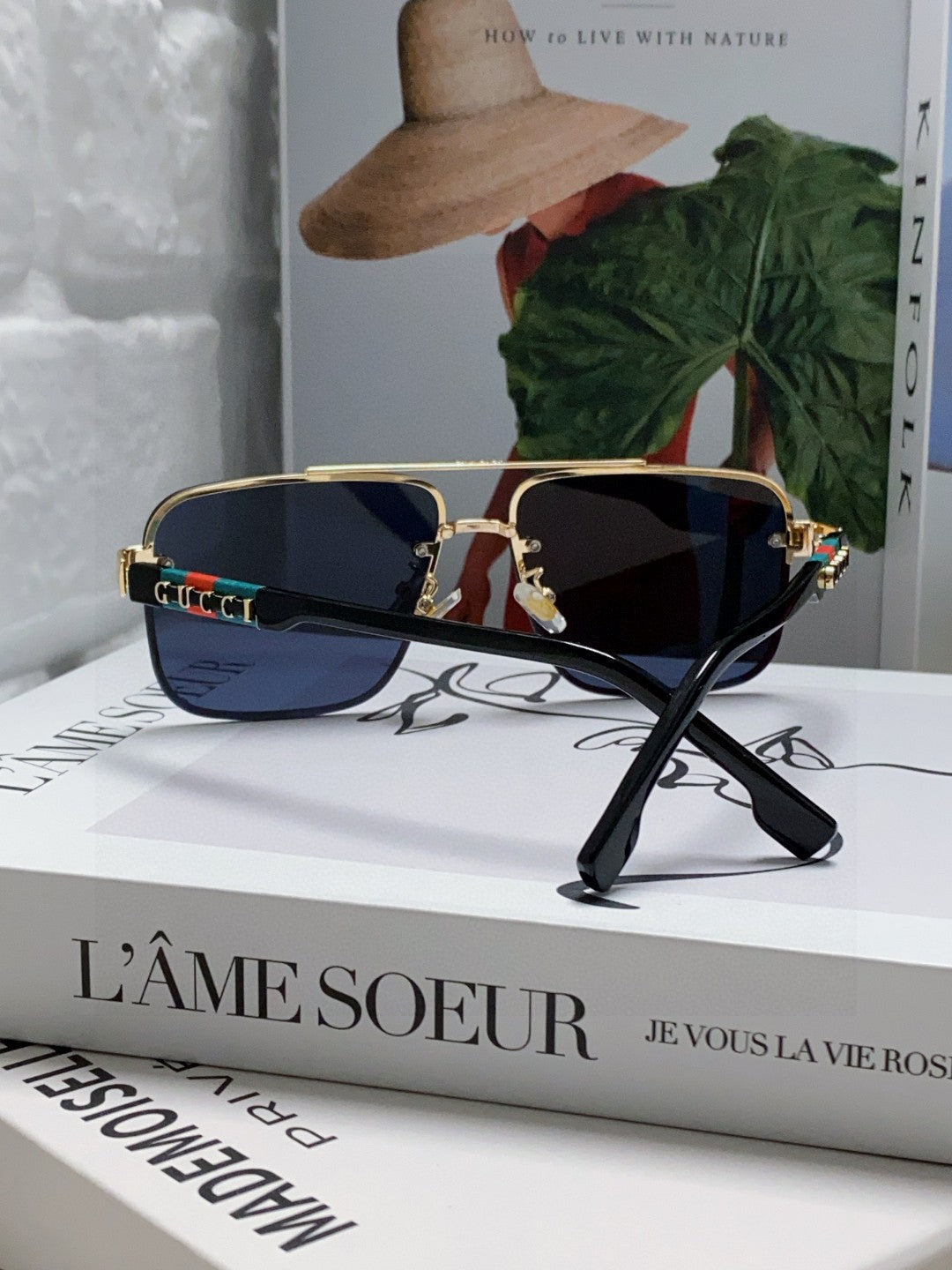 GUCCI RECTANGULAR FRAME SUNGLASSES 576873 IN METAL