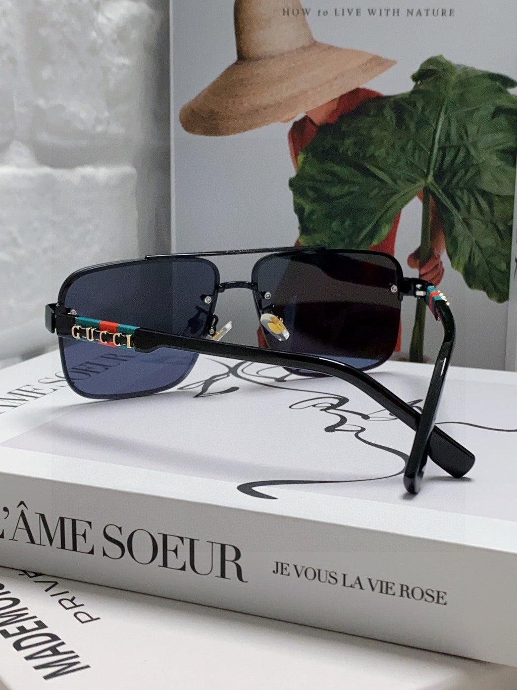 GUCCI RECTANGULAR FRAME SUNGLASSES 576873 IN METAL