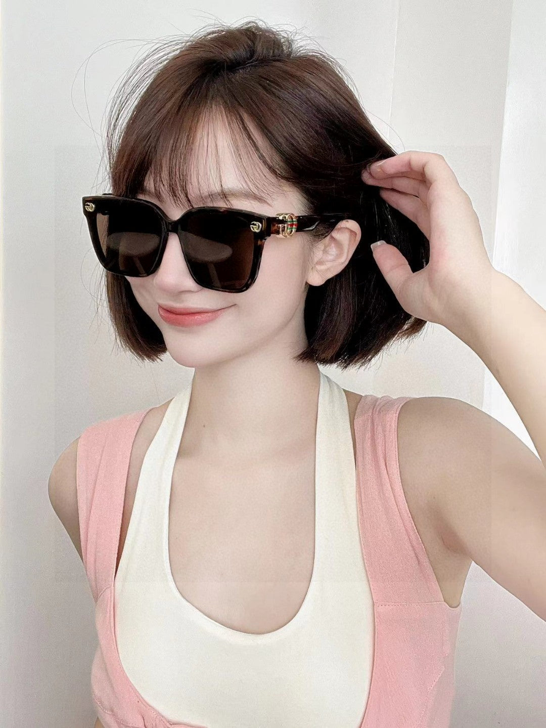 GUCCI EMBOSSED LOGO BUTTERFLY FRAME SUNGLASSES 576876 IN ACETATE