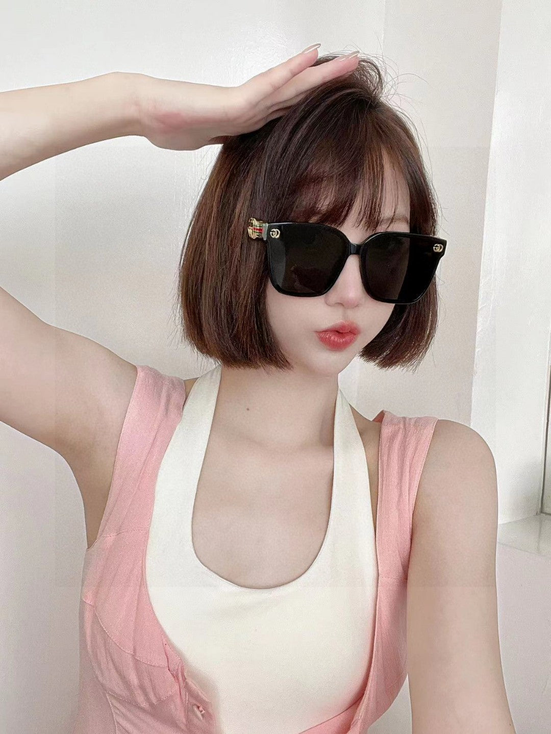 GUCCI EMBOSSED LOGO BUTTERFLY FRAME SUNGLASSES 576876 IN ACETATE