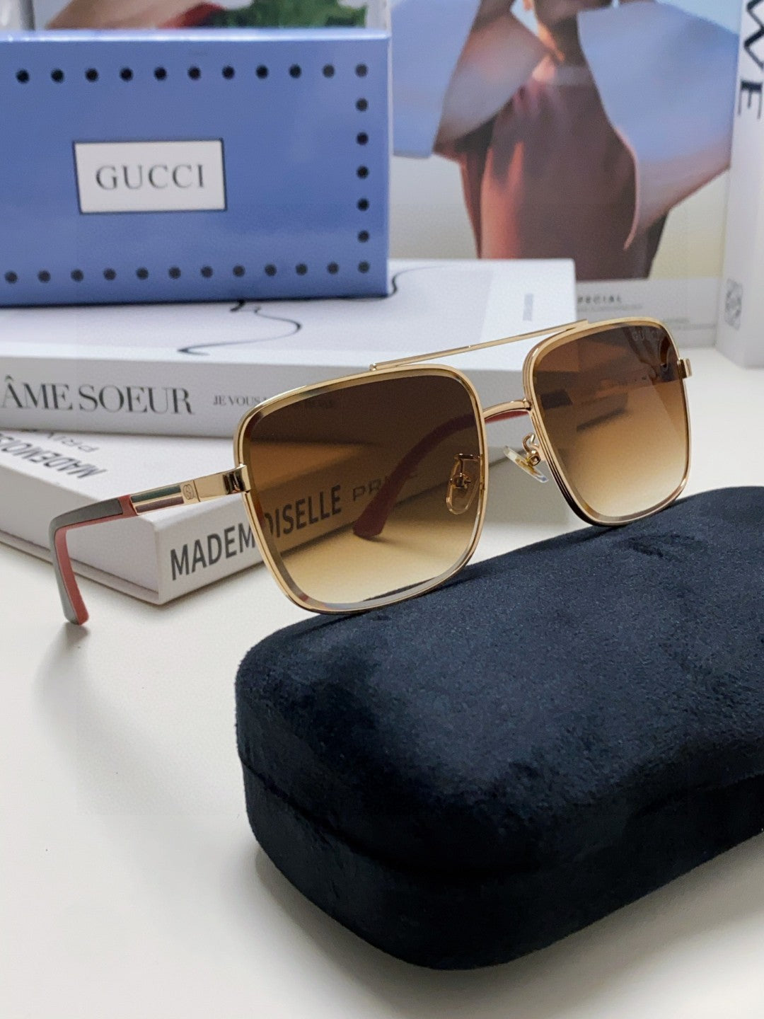 GUCCI SQUARE FRAME SUNGLASSES 576880 IN METAL