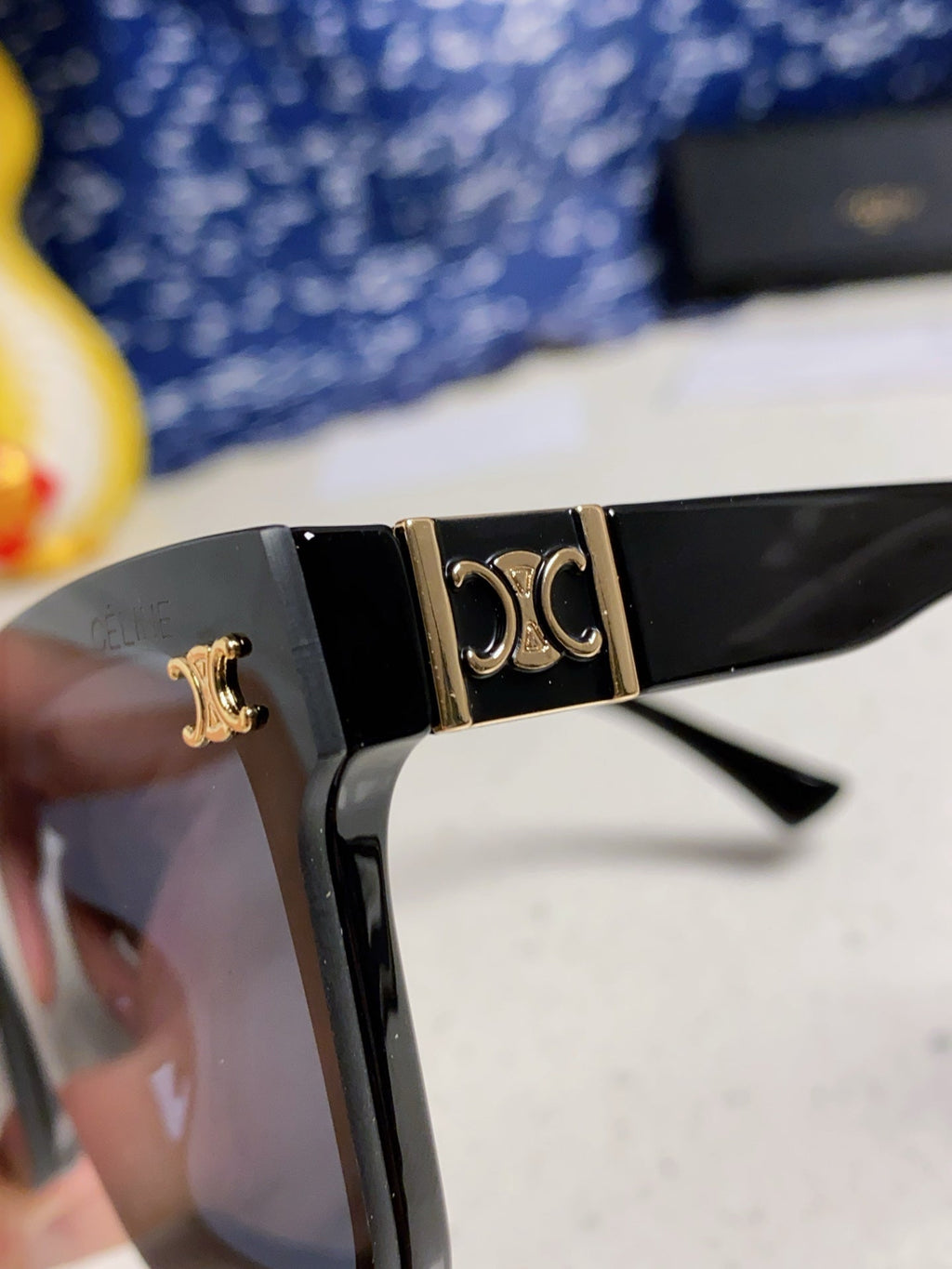 CELINE TRIOMPHE SUNGLASSES 548637 IN BLACK ACETATE