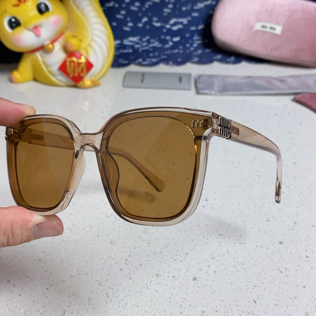 MIU MIU GLIMPSE SQUARE SUNGLASSES 554613 IN BROWN CLEAR ACETATE