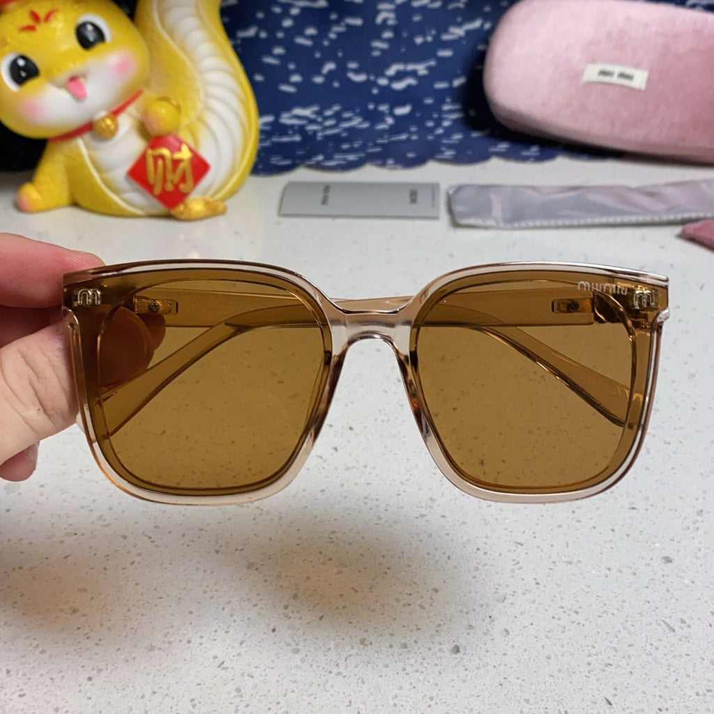 MIU MIU GLIMPSE SQUARE SUNGLASSES 554613 IN BROWN CLEAR ACETATE