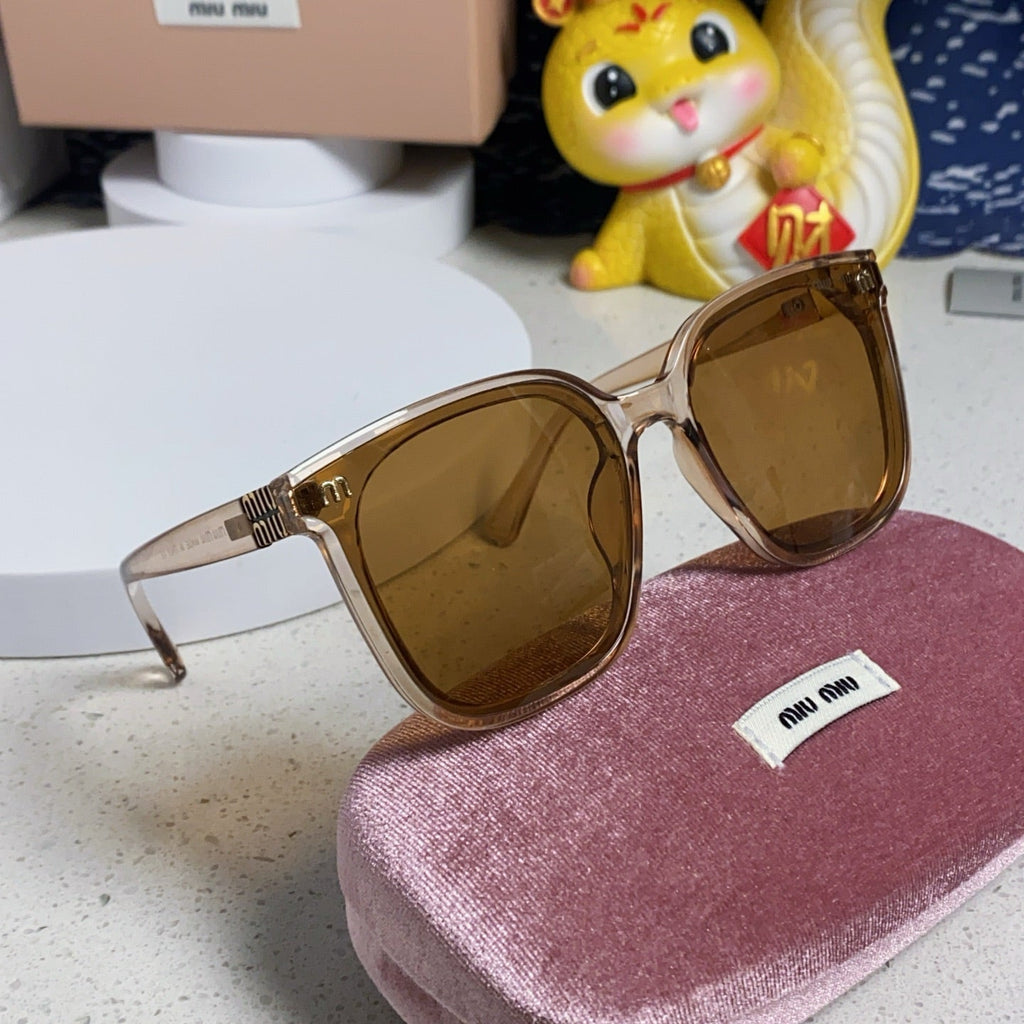 MIU MIU GLIMPSE SQUARE SUNGLASSES 554613 IN BROWN CLEAR ACETATE