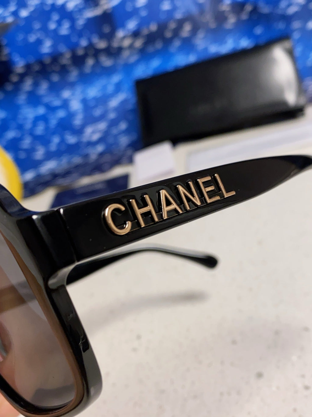 CHANEL SQUARE SUNGLASSES 638932 IN BLACK ACETATE