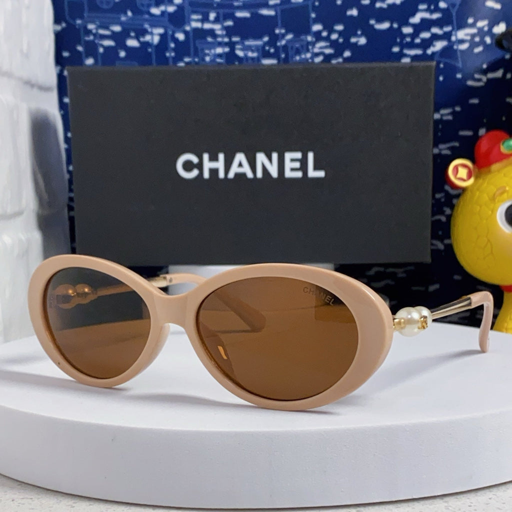 CHANEL OVAL SUNGLASSES 640341 IN NUDE ACETATE METAL FRAME