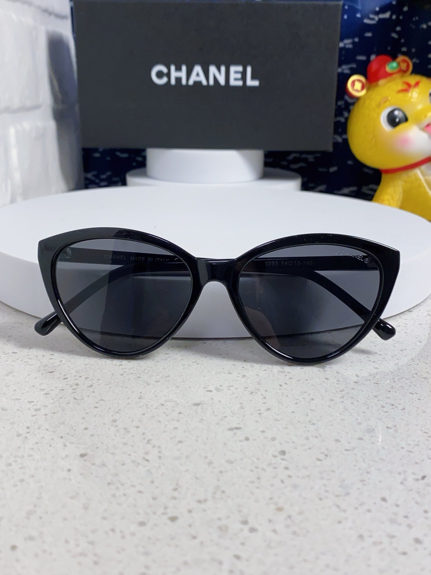 CHANEL CAT EYE SUNGLASSES CH3393 IN BLACK ACETATE BLACK LENSES