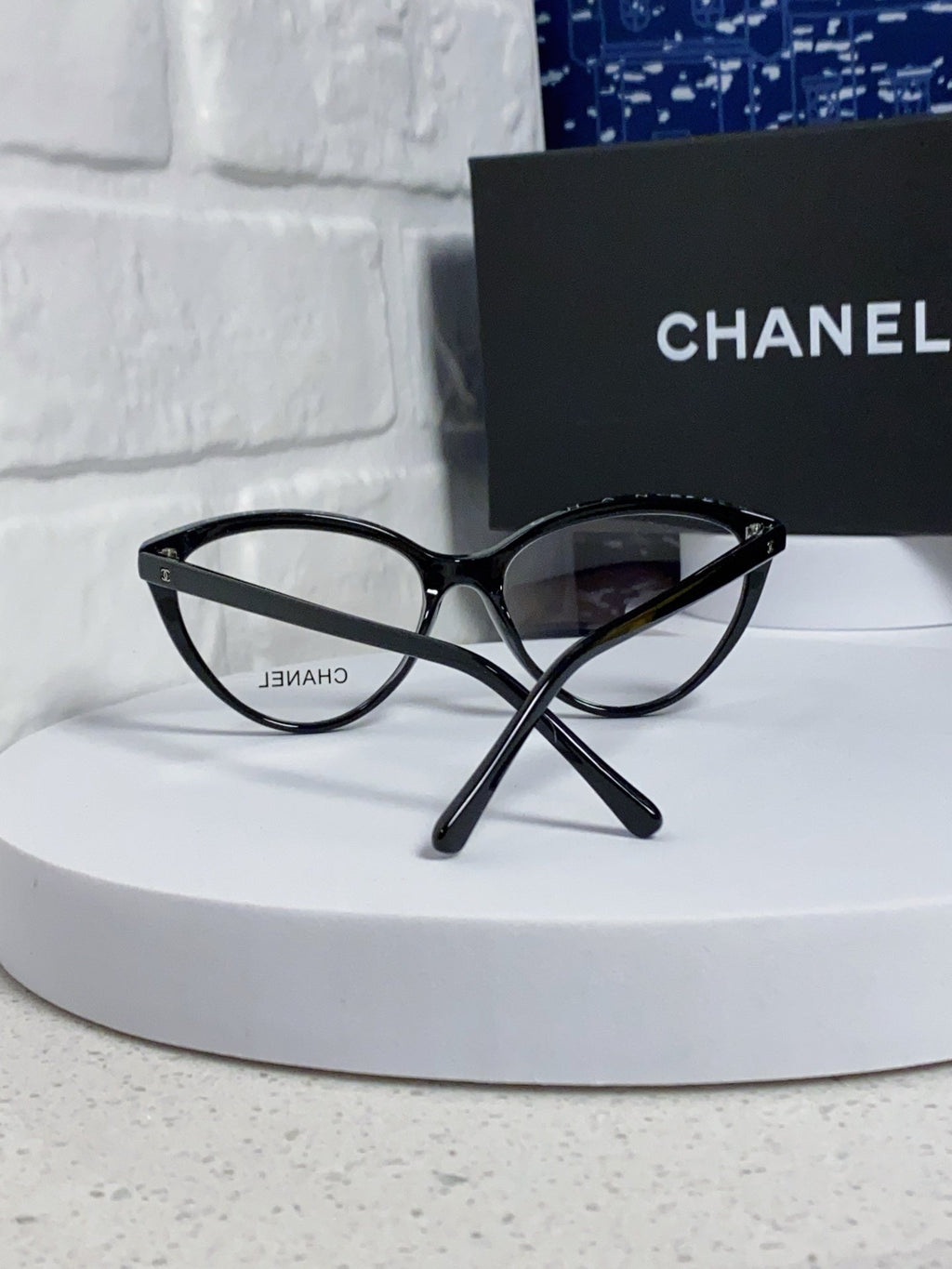 CHANEL CAT EYE SUNGLASSES CH3393 IN BLACK ACETATE CLEAR LENSES