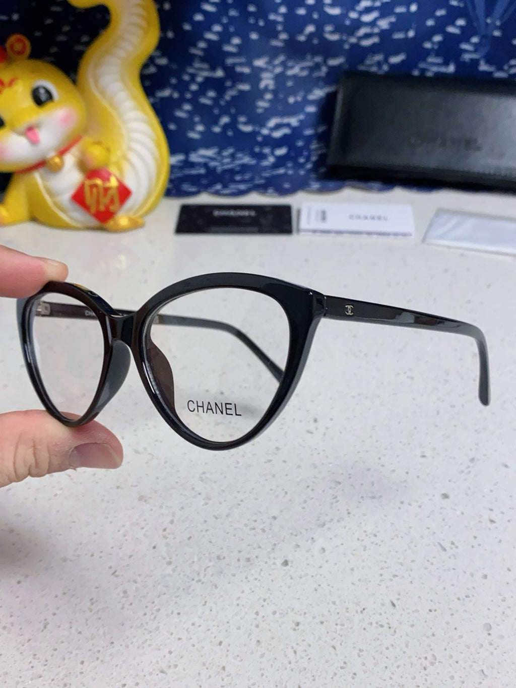 CHANEL CAT EYE SUNGLASSES CH3393 IN BLACK ACETATE CLEAR LENSES