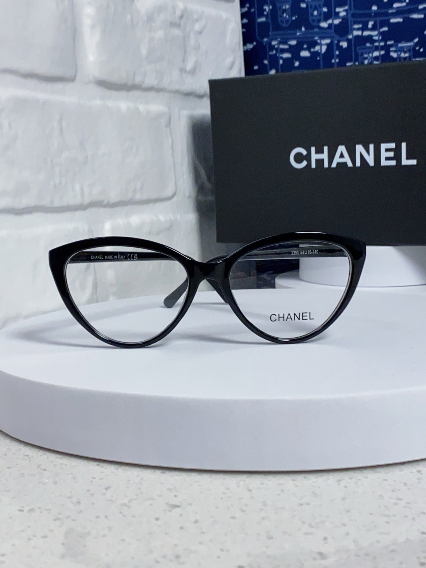 CHANEL CAT EYE SUNGLASSES CH3393 IN BLACK ACETATE CLEAR LENSES